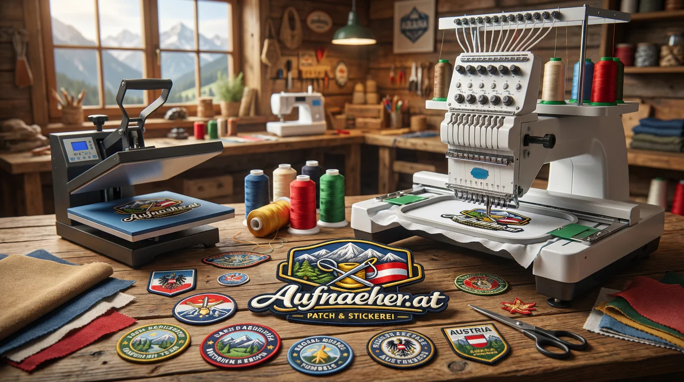Stickmaschinen in Aktion – eigene Produktion Wien